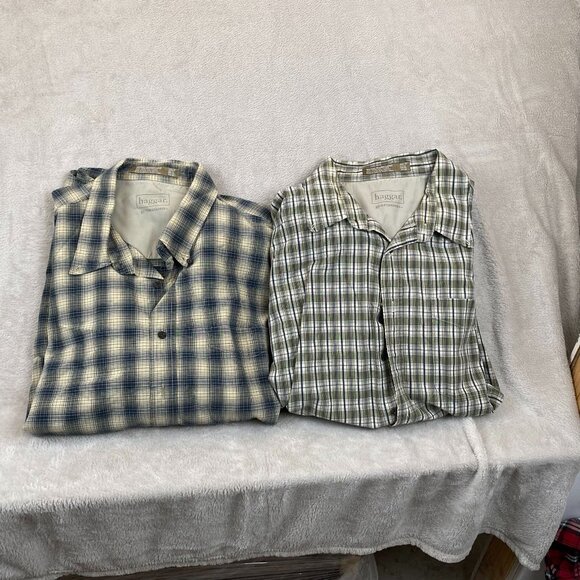 Haggar Mens Plaid Button-Down Shirts 3XLT 100% Cotton Blue & Green Lot Of 2 - Picture 10 of 10